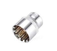 Adattatore per chiave a cricchetto a 12 punti, in acciaio al cromo vanadio, attacco da 3/8", testa corta a specchio per punte Torx (19 mm)