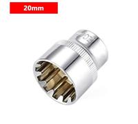 Adattatore per chiave a cricchetto da 3/8", 12 punti, a specchio, testa a bussola corta per Torx in acciaio al cromo vanadio resistente alle punte (20 mm)