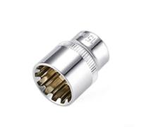 Adattatore per chiave a cricchetto da 3/8", con finitura a specchio, in acciaio al cromo vanadio, design a testa corta (15 mm)