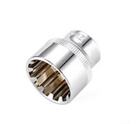 Adattatore per chiave a cricchetto da 3/8 di pollice con testa a bussola a 12 punti, finitura a specchio, struttura in acciaio al cromo vanadio per punte Torx (21 mm)