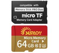 Adattatore per chiavetta PSP con scheda Micro SD da 64 GB, da Micro SD/SDHC/SDXC a Memory Stick PRO Duo MagicGate, compatibile con PlayStation portatile, fotocamera, Handycam, telefono cellulare e PSP