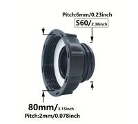 Adattatore per collegare un rubinetto per serbatoio IBC S60 da 62 mm a 80 mm, per secchi dell'acqua e tubi da giardino, con connettore per valvole del serbatoio del rubinetto