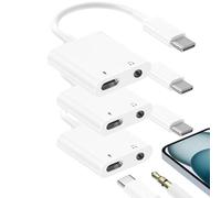 Adattatore per cuffie e caricabatterie, certificato MFi, da USB C a jack AUX da 3,5 mm, confezione da 3 pezzi, con dongle di ricarica rapida PD 60 W, per iPhone 17/17 Pro/17 Pro Max/Air/16/16 Pro Max