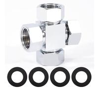 Adattatore per Deviatore Dell'acqua, 4 Vie Connettore per Tubo Flessibile G1/2" per Valvola Angolare, Bracci Doccia, Spruzzatore per WC, Raccordi per Tubi Flessibili