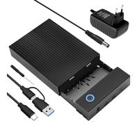 Adattatore per disco rigido 6 Gbps USB C/USB 3.0 SATA HDD docking station per dischi rigidi SATA HDD/SSD da 2,5/3,5 pollici, supporta scheda SD&TF con adattatore di alimentazione da 12 V/2 A