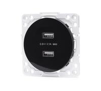 Adattatore per due prese USB di design tedesco/francese, colore nero. Ideale per caricare più dispositivi elettronici in modo efficiente e stilizzato.