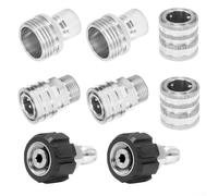 Adattatore per idropulitrice in acciaio inossidabile 38 Quick Connect con M22 14 mm a prova di perdite, alta pressione fino a 5000 PSI per vari detergenti (un set di otto)