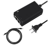 Adattatore per iniettore Gigabit PoE 48 V, 0,5 A, 24 W, 10/1000 Mbps, conforme IEEE 802.3at/af per fotocamera/telefono IP/switch PoE e altri dispositivi PoE, con cavo Ethernet Cat 6 Gigabit da 0,9 m