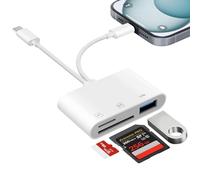 Adattatore per Lettore di Schede SD USB C, Trail Camera Viewer Adattatore Lightning SD/MicroSD Card Reader, Plug and Play, Lettore Schede MicroSD USB C, adattatore lettore sd per iPhone 15/14/13/12