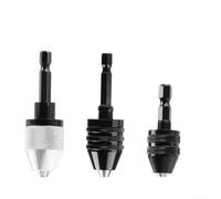 Adattatore per mandrino a cambio rapido con gambo esagonale da 6,35 mm, convertitore a tre ganasce in acciaio ad alta velocità per foratura di metallo, legno, piastrelle e pareti