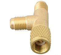 Adattatore per manometro AC da 1/4" SAE Quick Connect Tee con valvola in ottone, strumento di riparazione per aria condizionata automobilistica per R22 R12 R134a
