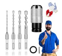 Adattatore per martello rotativo con set di punte per trapano a percussione, convertitore da martello elettrico a trapano, adattatore per presa per martelli ad aria per cambio rapido (1+4drill (6+8+10