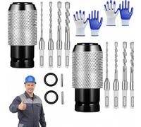 Adattatore per martello rotativo con set di punte per trapano a percussione, convertitore da martello elettrico a trapano, adattatore a sgancio rapido per trapani, chiave con adattatore e 4 punte per