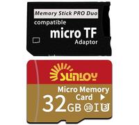 Adattatore per memory stick PSP con scheda Micro SD da 32 GB, Micro SD/SDHC/SDXC a Memory Stick PRO Duo MagicGate, compatibile con PlayStation portatile, fotocamera, Handycam, telefono cellulare e PSP