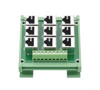 Adattatore per morsettiera Ethernet RJ45 8P8C con 9 terminali a vite progettato per montaggio su guida DIN, supporta protocolli di rete multipli tra cui RS485 e DMX512