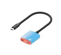 Adattatore per occhiali da USB C a AR, con ricarica rapida PD da 100 W, struttura in nylon, compatibile con dispositivi di tipo C, supporta il trasferimento dati USB 2.0 (rosso + blu)