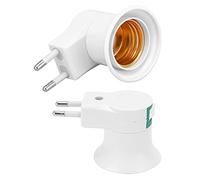 Adattatore per Presa di Corrente, Presa di Corrente a Innesto 2 Pezzi E27 Presa per Lampadina a Sdoppiatore di Presa con Interruttore Base per Lampa con Presa a Vite in PVC Spina UE 220V Presa di