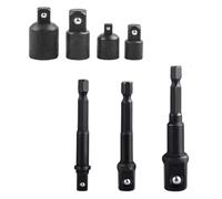 Adattatore per presa multipla di conversione 4 adattatori in acciaio e 3 aste di estensione per strumenti da 1/4 3/8 1/2 pollici adattatore a bussola esagonale