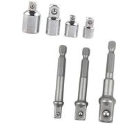 Adattatore per presa multipla di conversione 4 adattatori in acciaio e 3 aste di prolunga per utensili da 1/4 3/8 1/2 pollici punta adattatore a bussola quadrata