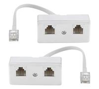 Adattatore Per Presa Telefonica Bidirezionale Splitter Doppio, Cavo RJ11 6P4C Adattatore Da Parete e Separatore, Maschio a 2 Femmina Convertitore Per Linea fissa (Bianco, Confezione Da 2)
