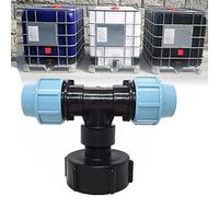 Adattatore per rubinetto del serbatoio dell'acqua IBC, raccordo rapido per tubi di scarico per serbatoi IBC, ingresso S60 x 6 filettatura grossa (25 mm, uscita a forma di T)