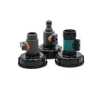 Adattatore per rubinetto, filettatura S60 x 6, 16 mm, connettore a capezzolo, valvola da 3/4 per tubo da giardino, per serbatoio d'acqua esterno da 1000 litri (1032B)