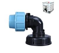 Adattatore per rubinetto per serbatoio d'acqua IBC, raccordo rapido per tubo per serbatoi IBC, adattatore di scarico per barile, ingresso S60x6 con filettatura grossa (32 mm, uscita a forma di L)