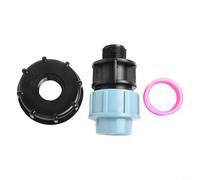 Adattatore per serbatoio IBC, da S60 x 6 a MDPE, raccordo dritto per tubo da giardino da 20, 25, 32 mm, connessione per stoccaggio dell'acqua, in plastica blu nera (25 mm)