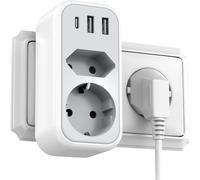Adattatore Per Spina 3-Faccine Con USB C Multipla Presa A Parete Compatta