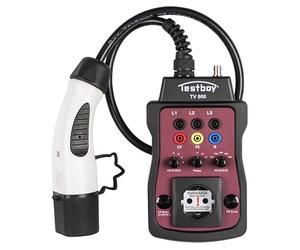 Adattatore per stazione di ricarica Testboy TV 900 per testare le stazioni di ricarica di tipo 2 (è possibile collegare tester di installazione o multimetro, LED integrato), nero/rosso