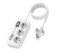 Adattatore per Sud Africa con 3 prese e 4 USB (2 USB-C 3.4A), caricatore rapido, adattatore tipo M per Sudafrica, Namibia, Lesotho, Mozambico, Botswana, Lesotho, cavo da 1,5 m