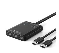 Adattatore per switch USB, switch USB condiviso a 3 porte per 2 PC, hub switch KVM USB 2 in 3 out con 2 cavi USB per mouse, tastiera, scanner, stampante