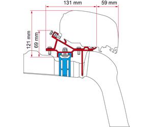 Adattatore per tendalini fiamma vw crafter/man dal 2017 montaggio su tetto a binario