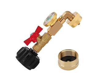 Adattatore per trasferimento di propano, Gomito a 90 Gradi, 0,5 kg, Strumento di Ricarica per Bottiglie, Struttura in Massiccio, manometro Integrato, per Cucinare all'aperto, monitoraggio Gas