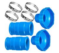 Adattatore per tubo flessibile per piscina include 2 giunti in gomma, 4 morsetti in acciaio inossidabile, durata per sistemi di nuoto, resistenti alla corrosione, adattatori per fascette stringitubo