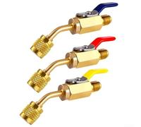 Adattatore per valvola, confezione da 3 pezzi, 1/4 di pollice femmina svasato a valvola a sfera filettatura sinistra per A2L per R-32 per R-454B HVAC connettore tubo di ricarica