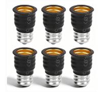 Adattatore Portalampada da E12 a E14, Confezione da 6 Pezzi Convertitore Lampadina, Ignifugo Resistente al Calore, per Lampadine LED, Incandescenti e Alogene(Nerone)