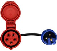 Adattatore Premium da spina Schuko da 16 A a 16 - 32 A CEE frizione 5 poli, lunghezza 0,5 m, IP44, CE (32 A 3 PIN -> 32 CEE)