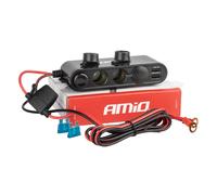 Adattatore presa accendisigari auto AMIO 03782 3 prese USB-C PD 30W QC 12/24V