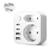 Adattatore Presa Americana, 6 in 1 Adattatore da Viaggio USA con 2 USB A(3.4A 17W) e 2 USB C Adattatore Presa Tipo B, per America, Canada, Messico, Thailandia, Colombia - bianco