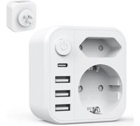 Adattatore Presa Americana, 6 in 1 Adattatore per Spina USA Con 3 USB a E 1 USB