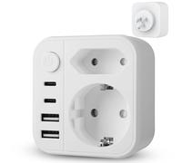 Adattatore Presa Americana,GeeRic 6 in 1 Adattatore da Italia a USA Plug con 2 USB-A/Type-C Interruttore Sicuro Adattatore da Viaggio Tipo B per Canada,Messico,Thailandia,Colombia 3400W/Max 250V-13A