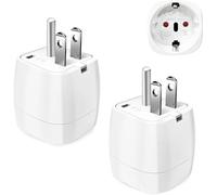 Adattatore Presa Americana - Vutizal 2 pezzi Adattatore Universale da Viaggio - Adattatore USA (2 pin Europa a 3 pin USA) 3250W per America Canada Messico Thailandia (Tipo B Bianca)