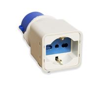 Adattatore Presa Camper CEE 16A Maschio 3 Poli Blu e Presa Universale 10/16A Schuko | Adattatore Elettrico da Campeggio per Camper, Caravan, Roulotte e Bungalow