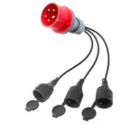 Adattatore Presa CEE, 400V 16A con 3 Schuko, Adattatore di Alimentazione Versatile Cavo di Prolunga IP44 per Campeggio, Camper, Cantiere e Esterno