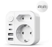 Adattatore Presa Giapponese Italiana, 6 IN 1 Adattatore da viaggio Giappone con 4 USB, 2500W Tipo A Adattatori Presa Cina Filippine America Canada