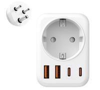 Adattatore Presa India, Spina da Viaggio Tipo D India, Adattatore 5 in 1 Sri Lanka con 1 CA e 2 USB-C e 2 USB-A (3,4 A), Adattatore I-ndia per il Sudafrica, Nepal, Sri Lanka, Russia, Mozambico