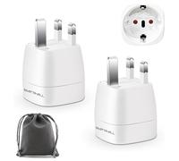 Adattatore Presa Inglese, 2 pezzi Adattatore Presa Inglese a Spina Italiana, Tipo G Adattatore Universale da Viaggio 2500W Adattatore UK per Gran Bretagna, Qatar, Irlanda, Gambia (Bianco)