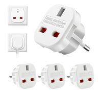 Adattatore Presa Inglese a Italiana, 4 pezzi Adattatore da Viaggio, Adattatore universale a spina,Adattatore universale da Inglese a Europa per Germania Spagna Francia