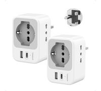 Adattatore Presa Inglese a Spina Italiana Pack da 2, TESSAN Adattatore UK con USB C e USB A, 5 in 1 Adattatori Prese Inglesi 3250 W, Spina Inglese per Regno Unito, Irlanda, Scozia, Singapore, Tipo G
